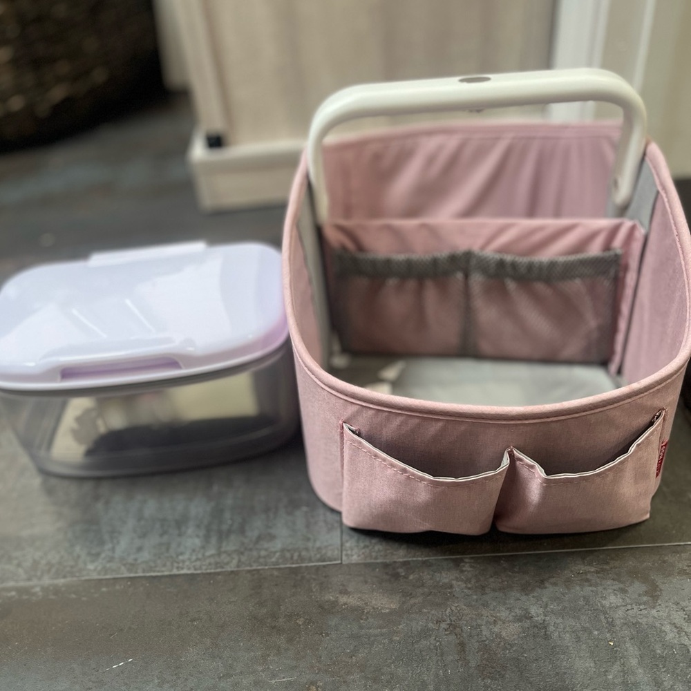 Skip hop light up diaper caddy, with skip hop wipe dispenser.